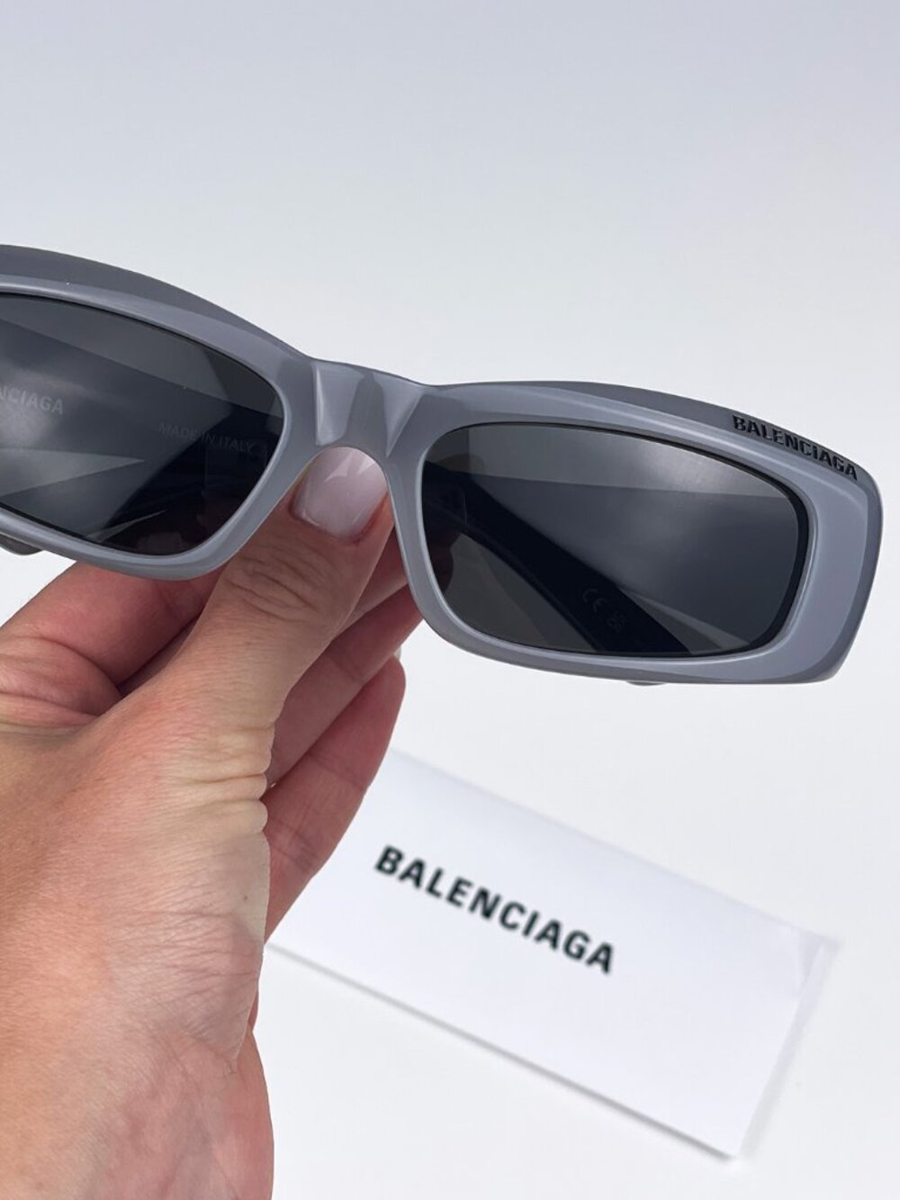 BALENCIAGA BB0266S 003 GREY RECTANGLE SUNGLASSES